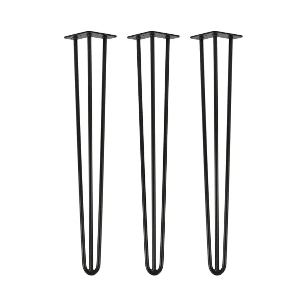 3-delige Zwart Set Stalen Tafelpoten Tafelonderstel Tafelframe HAIRPIN
